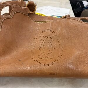 Cartier Marcello Brown/Tan Leather Shoulder Bag